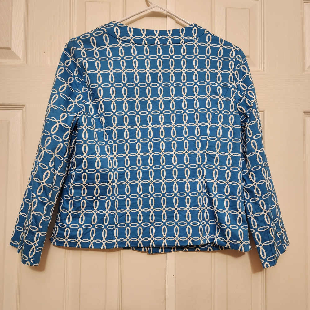 Charter Club Blue and White Blazer/Jacket 3/4 Sleeve Women's Size Medium - Picture 2 of 6